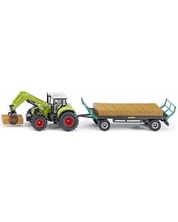 Jucărie Siku Farmer - Tractor cu remorcă și baloți de fân 