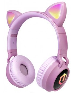 Casti pentru copii PowerLocus - Buddy Ears, wireless, roz