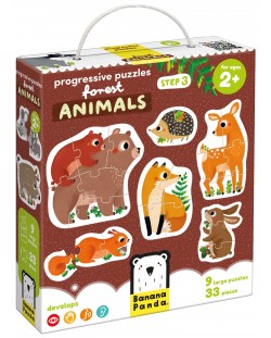 Puzzle pentru copii Banana Panda 9 în 1 - Animalele din pădure