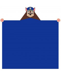 Pătură pentru copii cu glugă 3D Sonne - Chase Paw Patrol, 110 x 140 cm, albastră 