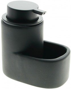 Dozator de săpun lichid cu suport pentru burete Hit - 13.5 cm, negru