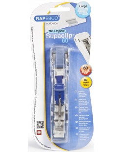 Dispenser Rapesco - Supaclip 60, cu 8 clipsuri metalice pentru 60 file