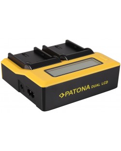 Încărcător dublu Patona - pentru baterie Canon LPE6/LP-E6, LCD, galben