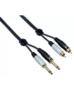 Cablu dublu Bespeco - EAY2JR150, 6,3 mm/RCA, 1,5 m, negru