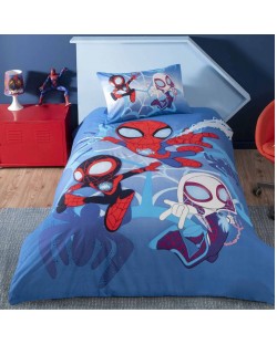 Set lenjerie de pat de o persoană  TAC Licensed - Spidey and friends, 100%  bumbac