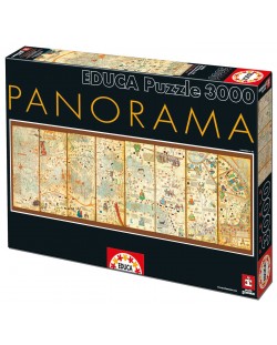 Puzzle panoramic Educa de 3000 piese - Harta medievala, Abraham Cresques