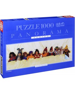 Puzzle panoramic Educa de 1000 piese - Zece intr-un pat, Anne Geddes