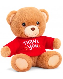 Keel Toys Keeleco - Ursuleț de pluș cu tricou roșu Thank you, 15 cm
