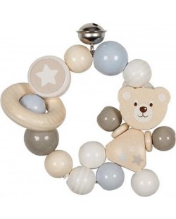 Zrănitoare elastic pentru bebeluși Goki, urs în gri, alb și albastru