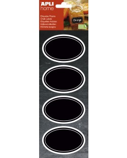 Etichete cu tablita neagra Apli - Oval, 8 buc.