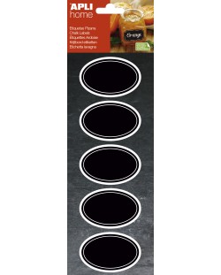 Etichete cu tabla neagra APLI - Oval, 12 bucati