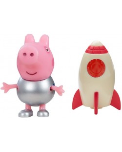 Figurina cu accesoriu Peppa Pig - George, cu o racheta
