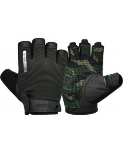 Mănuși de fitness RDX - T2 Half, negru/verde