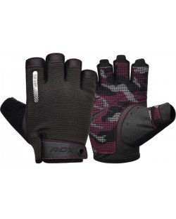 Mănuși de fitness RDX - T2 Half, negru/roz