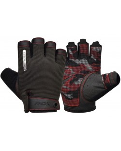 Mănuși de fitness RDX - T2 Half, negru/roșu