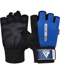 Mănuși de fitness RDX - W1 Half, albastru/negru