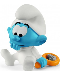 Figurina Schleich The Smurfs - Bebe Smurf cu zornaitoare