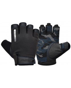 Mănuși de fitness RDX - T2 Half, negru/albastru