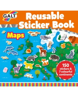 Carte cu stickere Galt - Animale din intreaga lume, 150 stickere reutilizabile