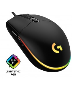 Mouse gaming Logitech - G102 Lightsync, optic, RGB, negru