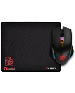 Kit gaming Thermaltake - mouse Talon Elite RGB, optică, mouse pad, negru