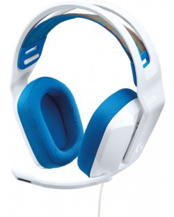 Casti gaming Logitech - G335, alb/albastru