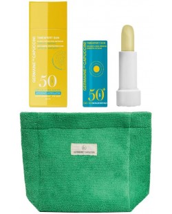 Germaine de Capuccini Set Love Sun - Fluid și balsam de buze, 50 ml + 4.5 g + Geantă de toaletă