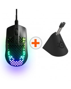 Set gaming SteelSeries - Aerox 3 2022 + Mouse Bungee, negru