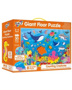 Puzzle gigant pentru podea 30 piese Galt - Invata sa numeri cu animalele marine