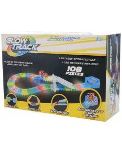 Pista luminoasa Asis Glow Track - 108 piese, cu 1 masinuta