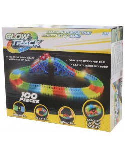 Pista luminoasa Asis Glow Track - 100 piese, cu 1 masinuta