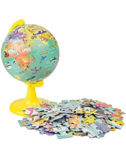 Globe My Wild World - 15 cm, cu un puzzle de 100 de piese
