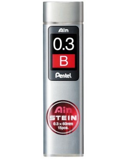 Mine grafit Pentel - Ain Stein - B, 0.3 mm, 15 bucati