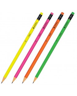 Creion grafit Adel Flash - HB, cu gumă, asortiment