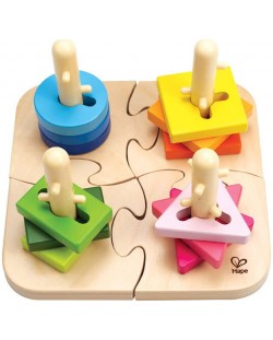 Puzzle Hape cu figurine pentru insirat, din lemn