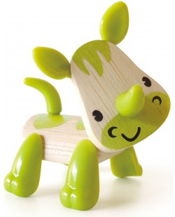 Jucarie pentru copii din bambus Hape - Animal mini Rinocer