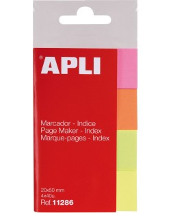 Indicii de hârtie Apli - 4 culori neon, 20 x 50 mm