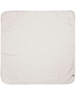 Păturică cu glugă Lassig - Cozy Care, 90 x 90 cm, alb