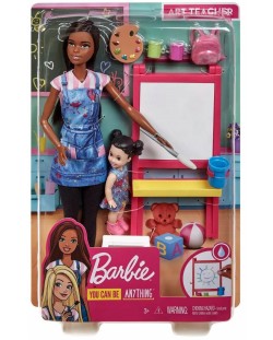 Set de joc Barbie - Barbie profesoară de desen, brunetă