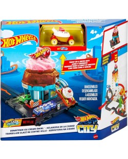 Set joc Hot Wheels City - Magazin de inghetata, cu carucior