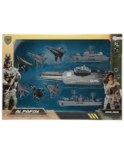 Jucării Toi Toys - Portavion Alfafox cu 3 avioane și catapultă