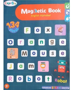 Cartea cu alfabet magnetic pentru copii Raya Toys - 134 de piese