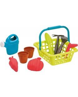 Set de joacă Ecoiffier - Coș de grădinărit cu accesorii
