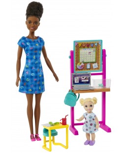 Set de joc Barbie You can be anything - Profesoară cu părul negru și un laptop