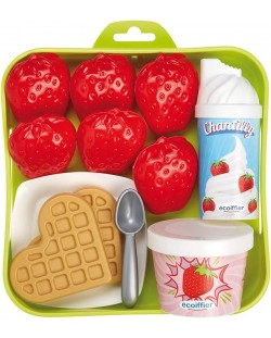 Set de joacă Ecoiffier - Tavă cu căpșuni și accesorii