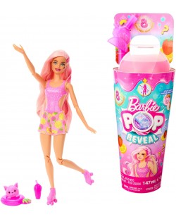 Set de joc Barbie Pop Reveal - Păpușă cu surprize, limonadă de căpșuni