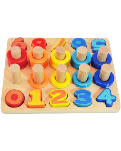 Acool Toy - Tablă din lemn cu numere și inele