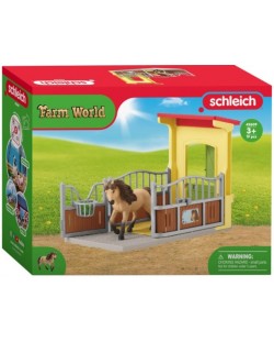 Set de jucării Schleich Farm World - Pony Box cu ponei islandez