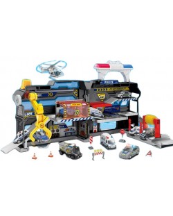 Set pentru joc Raya Toys - Parcare, secție de poliție cu 2 mașini