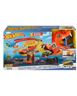 Set joc  Hot Wheels City - Șarpe în pizzerie, cu un cărucior